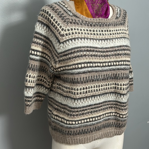 Loft Women’s Knit Rayon Cotton Rabbit Hair Blend Sweater Beige size Large - Picture 2 of 15